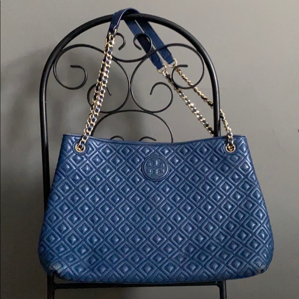 Tory Burch Quilted Diamond Tote - Navy Blue